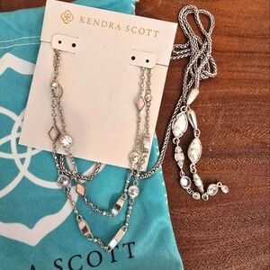 *Vintage Rare* Kendra Scott Emelina Lariat Necklace Kyocera Opal Howlite Silver